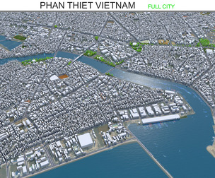 Phan Thiet city Vietnam 3d model 60km