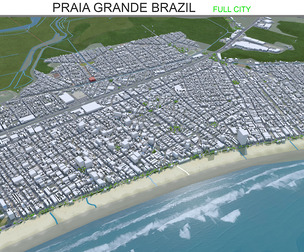 Praia Grande city Brazil 3d model 40km