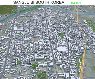 Sangju si city South Korea 3d model 20km