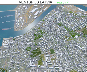Ventspils city Latvia 3d model 30km