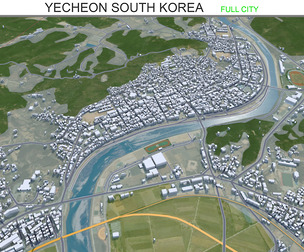 Yecheon city South Korea 3d model 30km