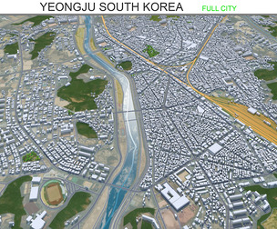 Yeongju city South Korea 3d model 30km
