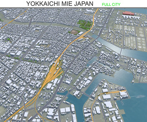 Yokkaichi Mie city Japan 3d model 35km