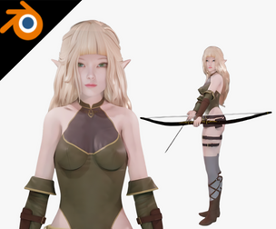 Elf Archer - Realistic Female Character - Blender