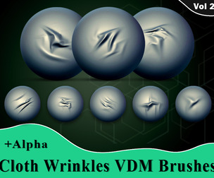 Cloth Wrinkles VDM Brushes + Alpha Vol 2