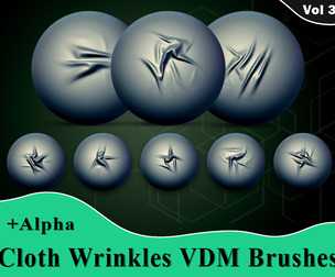 Cloth Wrinkles VDM Brushes + Alpha Vol 3