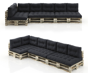 Pallet module corner soft sofa with pillows