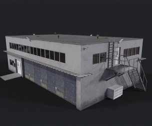 Warehouse building Low-poly 3D model