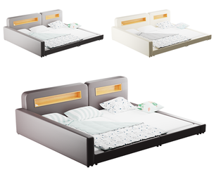 Contemporary Bed With Headboard Lighting