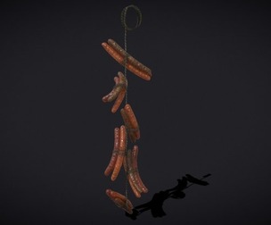 Hanging Smoked Sausages