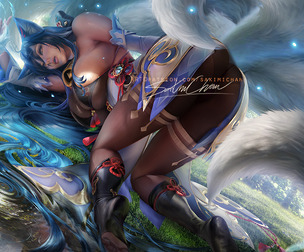 Sweet Rain Ahri JPG/PSD