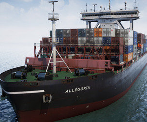 Cargo Ship Container Ship - low poly