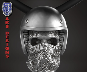 Pendant Jewelry Biker Skull 3 STL file