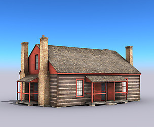 Wooden House Building - Low Poly