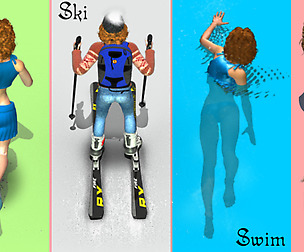 GIRL run ski swim and fly