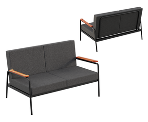 Industrial Charcoal Loveseat
