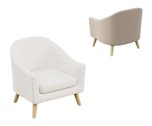 Ivory Curved Armchair