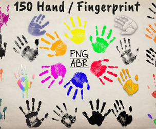 150 Finger / Handprint Photoshop Brushes, Textures