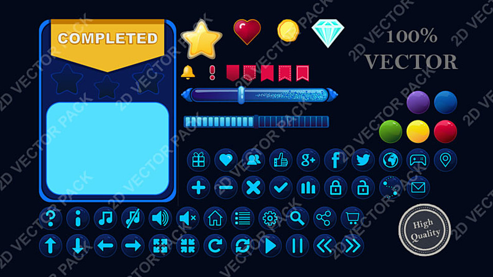 Game UI Vector set Space theme