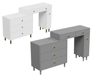 Elegant Gray Desk And Drawer Set Cabinet