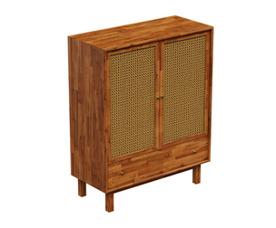 Artisan Bamboo Cane Door Cabinet
