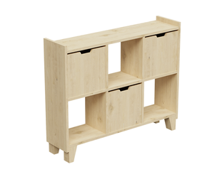Scandinavian Pale Wood Open Shelf Cabinet