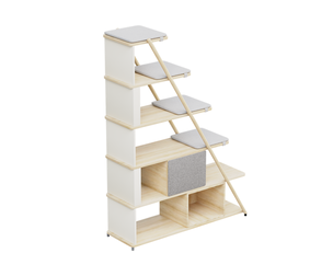 Two-Toned Bookcase With Cushioned Seats