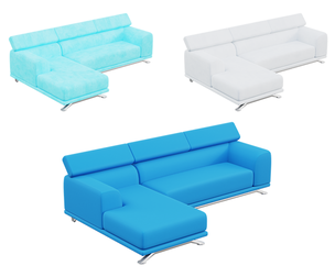 Sky Blue Plush Sofa