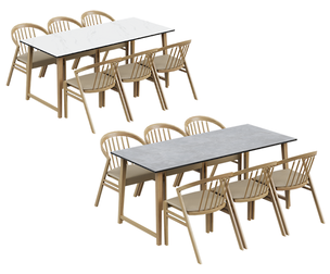 Contemporary Grey Stone Dining Ensemble
