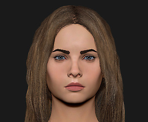 Realistic head cute blonde girl 1