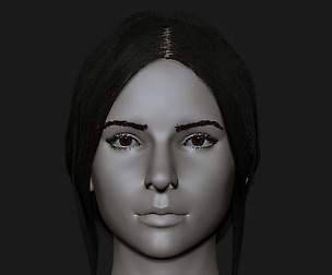 Realistic head cute brunettes girls
