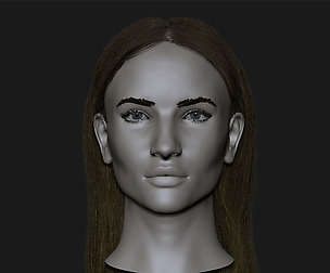 Realistic head cute blonde girl