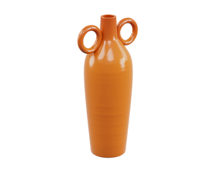 Stylish Orange Dual-Handle Vase
