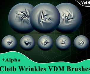 Cloth Wrinkles VDM Brushes + Alpha Vol 6