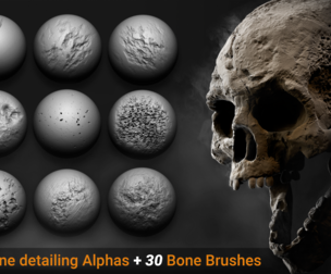 Zbrush-Blender | 30 Bone Brushes + Alphas