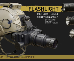 5 flashlight + army helmet