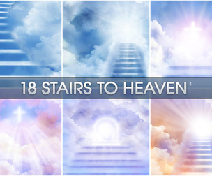 18 Stairs to Heaven, Staircase, Blue sky Stairway