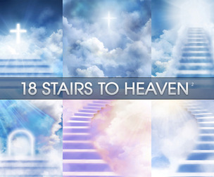 18 Stairs to Heaven, Staircase, Blue sky Stairway