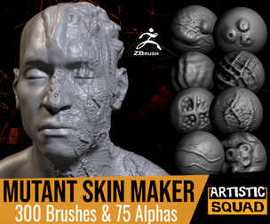 Mutant Skin Maker 300 ZBrush brushes and 75 alphas