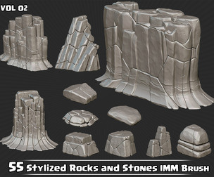 55 Stylized Rocks & Stones IMM Brush VOL02