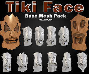 95 Tiki Face Base Mesh (base and high) Pack