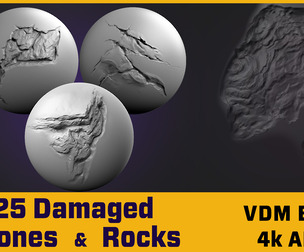 25 VDM 4kAlpha Damaged Stone Rocks Cracks Vol 1