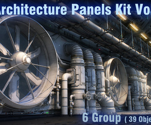 Sci-Fi Architecture Panels Kit Vol 03 Walls-PBR