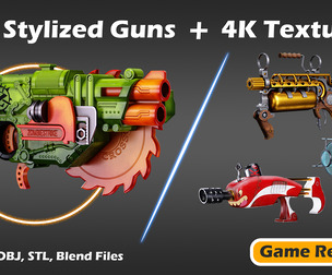 30 Stylized Guns + 4K Textures (Game Ready)
