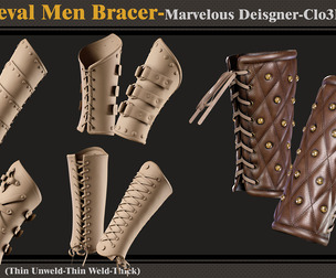 5 Medieval Men Bracers-MD-Clo3D- FBX -OBJ