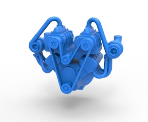 Twin turbo supercharged V8 Engine V6 Scale 1:25