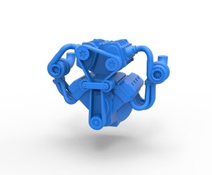 Twin turbo supercharged V8 Engine V7 Scale 1:25