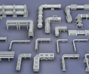 Industrial Modular Low Poly Tubes - 20 pieces