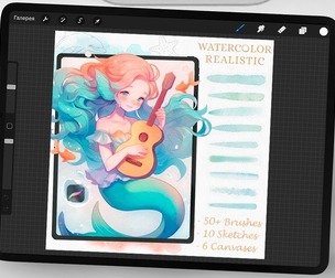 Realistic Siren Watercolor Brushes for Procreate