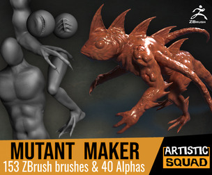 Mutant Maker 153 ZBrush brushes and 40 alphas